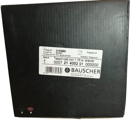 Bauscher Germany Cast Iron Teapot With Strainer 38.9 oz Black Made by Playground - Picture 8 of 12